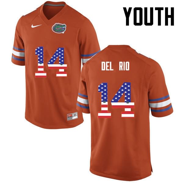 Youth NCAA Florida Gators Luke Del Rio #14 Stitched Authentic USA Flag Fashion Nike Orange College Football Jersey FOG7365IB